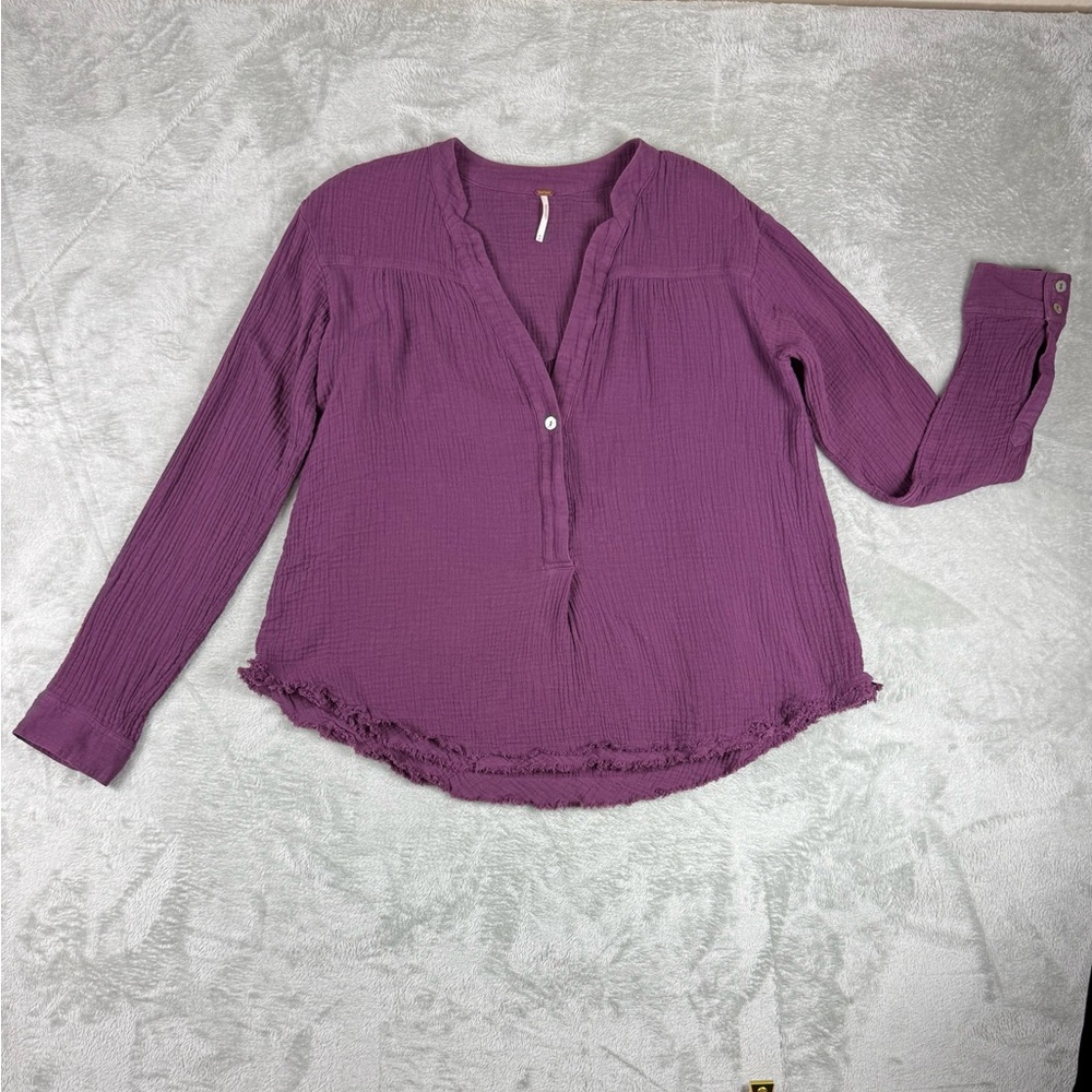 Free People Changing Horizons Long Sleeve Textured Pullover Top Size Medium